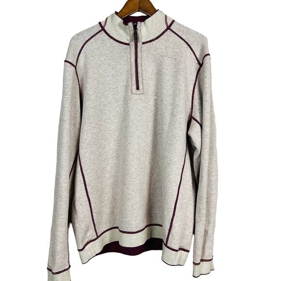 Tommy Bahama Reversible Half Zip Pullover Top Long Sleeve - L - Picture 2 of 7